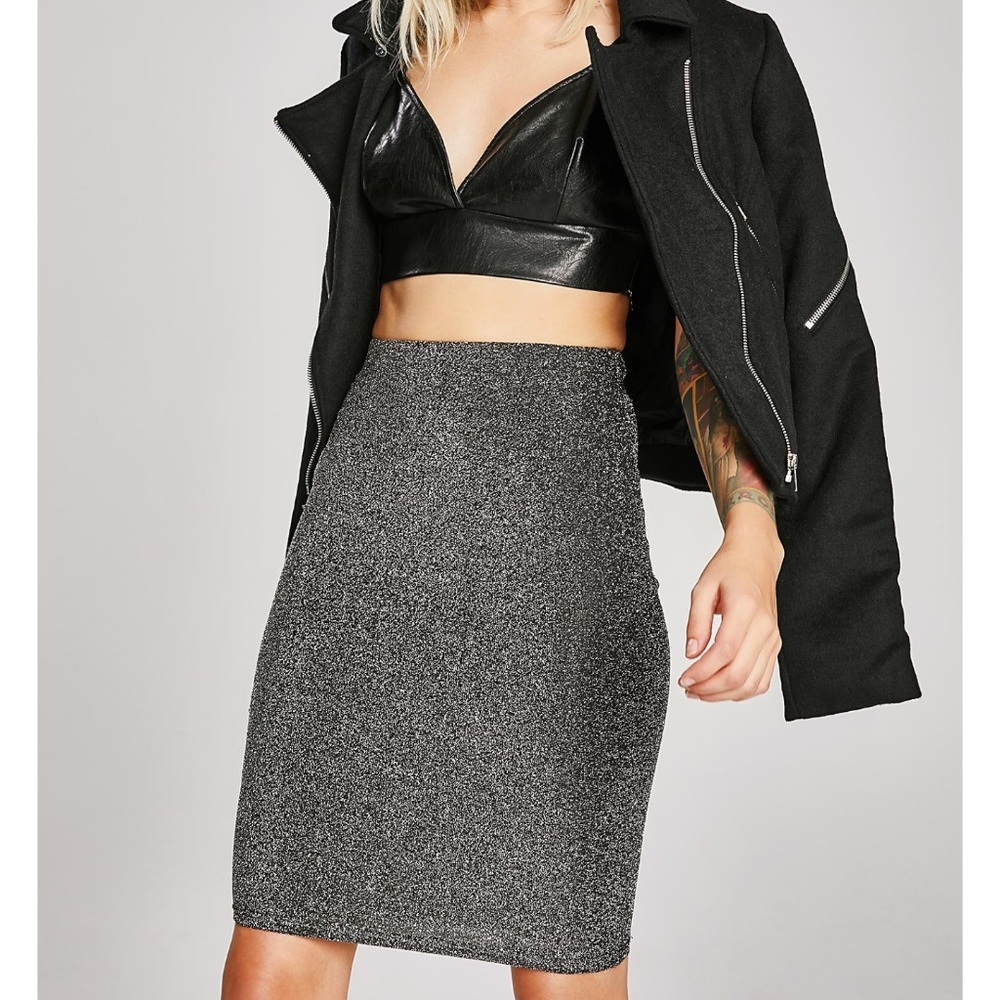 Silver glitter skirt